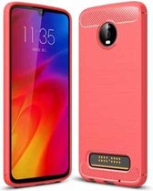 TPU-hoesje van koolstofvezel met geborstelde textuur voor Motorola Moto Z4 Play (rood)