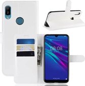 Litchi Texture Horizontale Flip Leren Case voor Huawei Y6 2019, met Portemonnee & Houder & Kaartsleuven (Wit)