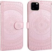 iPhone 11 Pro Max Pressed Printing Pattern Horizontale Flip PU lederen tas, met houder & kaartsleuven & portemonnee & & lanyard (roze)