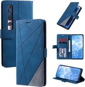 Voor Geschikt voor Xiaomi Mi 10 5G / Mi 10 Pro 5G Skin Feel Splicing Horizontale flip lederen hoes met houder & kaartsleuven & portemonnee & fotolijst (blauw)