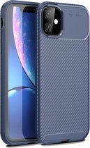 Carbon Fiber Texture Shockproof TPU Case voor iPhone 11 (blauw)