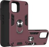 Voor iPhone 12 Pro Max 2 in 1 Armor Series PC + TPU beschermhoes met ringhouder (Wnie Red)