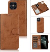 Voor iPhone 12/12 Pro KLT888-2 Retro 2 in 1 afneembare magnetische horizontale flip TPU + PU lederen tas met houder & kaartsleuven & fotolijst & portemonnee (bruin)