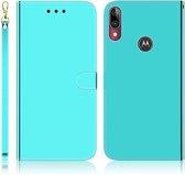 Voor Motorola Moto E6 Plus Geïmiteerd Spiegeloppervlak Horizontale Flip Leren Case met Houder & Kaartsleuven & Portemonnee & Lanyard (Mintgroen)