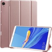 Voor Huawei MediaPad M6 8.4 inch 3-vouw horizontaal Flip PU-leer + schokbestendig honingraat TPU-hoes met houder (roségoud)