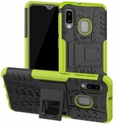 Tyre Texture TPU + PC schokbestendig hoesje voor Galaxy A20e / A10e, met houder (groen)