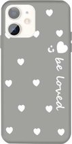 Voor iPhone 11 Lachend gezicht Meerdere liefdeshartjes Patroon Kleurrijke Frosted TPU telefoon beschermhoes (grijs)