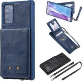 Verticale flip-portemonnee schokbestendige achterkant beschermhoes met houder & kaartsleuven & lanyard & fotolijsten voor Samsung Galaxy Note20 (blauw)