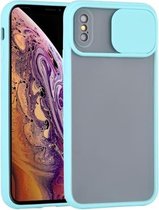 Sliding Camera Cover Design TPU beschermhoes voor iPhone XS Max (hemelsblauw)
