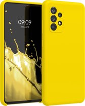 kwmobile telefoonhoesje voor Samsung Galaxy A52 / A52 5G / A52s 5G - Hoesje met siliconen coating - Smartphone case in stralend geel