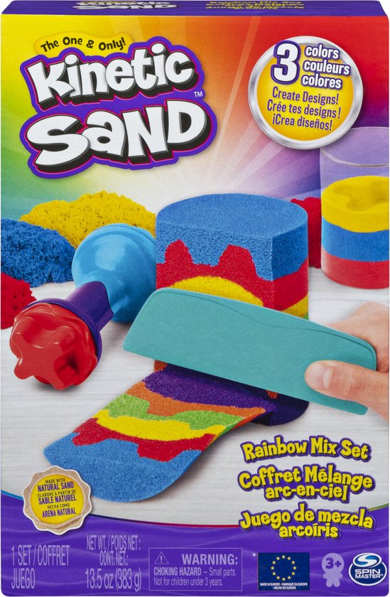 Kinetic Sand SABLE MAGIQUE - COFFRET ARC-EN-CIEL - Transforme à