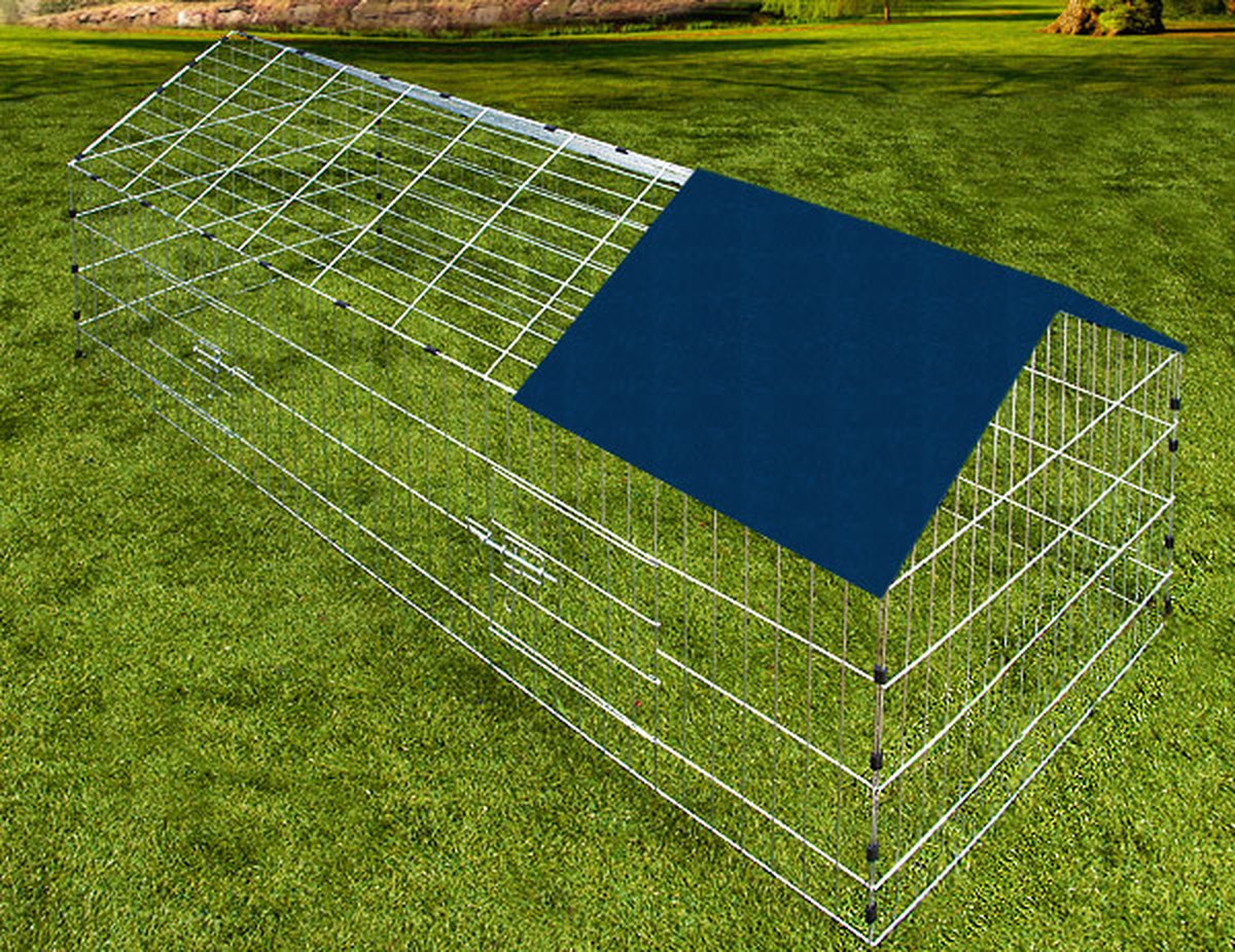 Monzana Konijnenren - Metaal Buitenren Overdekt 180 x 75 cm - Blauw thumbnail 4