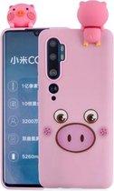 Voor Xiaomi Mi Note 10 schokbestendig gekleurd geverfd liggend Cartoon TPU beschermhoes (roze varken)