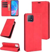 Voor OPPO A72 / A73 5G retro-skin zakelijke magnetische zuignap lederen tas met houder & kaartsleuven en portemonnee (rood)