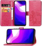 Voor Xiaomi Mi 10 Lite 5G Lucky Clover Pressed Flowers Pattern Leather Case met houder & kaartsleuven & portemonnee & draagriem (Rose)