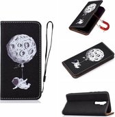 Voor Xiaomi Redmi Note 8 Pro Pure Kleur Schilderen Horizontale Flip Leren Case met Kaartsleuven & Houder & Lanyard (Spaceman)