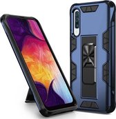 Voor Samsung Galaxy A50 Soldier Armor schokbestendig TPU + PC magnetische beschermhoes met houder (blauw)