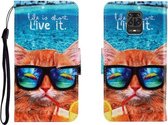 Voor Xiaomi Redmi Note 9 Pro Gekleurde Tekening Horizontale Flip Leren Case met Houder & Kaartsleuf & Portemonnee (Onderwater Kat)