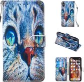 Leren beschermhoes voor iPhone X & XS (Blue Cat)