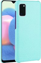 Samsung Galaxy A41 Hoesje - Mobigear - Croco Serie - Hard Kunststof Backcover - Turquoise - Hoesje Geschikt Voor Samsung Galaxy A41