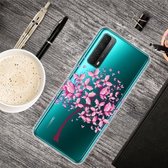 Voor Huawei P Smart 2021 schokbestendig geverfd transparant TPU beschermhoes (vlinderboom)