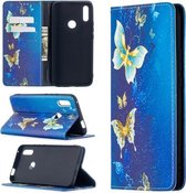 Voor Huawei P smart Z Gekleurd Tekening Patroon Onzichtbaar Magnetisch Horizontaal Flip PU Lederen Case met Houder & Kaartsleuven & Portemonnee (Gouden Vlinders)