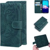 Voor Motorola Moto G8 Tiger Embossing Pattern Horizontale Flip lederen tas met houder & kaartsleuven & portemonnee (groen)