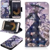3D Gekleurde Tekening Patroon Horizontale Flip Leren Case voor Galaxy J330, met Houder & Kaartsleuven & Portemonnee (Pauw)