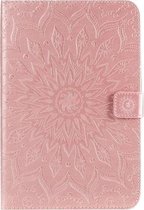 Voor iPad Mini 2019 & 4 & 3 & 2 & 1 Geperst Afdrukken Zon Bloempatroon Horizontale Flip Leren Case met Houder & Kaartsleuven & Portemonnee (Rose Goud)