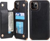 Voor iPhone 11 Pro POLA TPU + pc-beplating Volledige dekking Beschermhoes met houder & kaartsleuven en fotolijst (zwart)