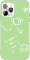 Voor iPhone 11 Pro Geniet van Emoticon Hartvormig Patroon Kleurrijke Frosted TPU Telefoon Beschermhoes (Groen)