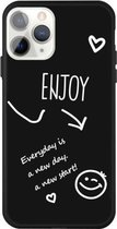 Voor iPhone 11 Pro Geniet van Emoticon Hartvormig Patroon Kleurrijke Frosted TPU Telefoon Beschermhoes (Zwart)