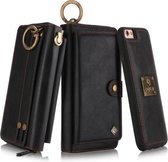 Voor iPhone 7/8 POLA Multifunctionele mode-rits Magnetische horizontale flip lederen tas met kaartsleuven & portemonnee & fotolijst & lanyard (zwart)