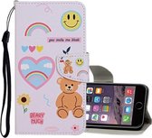 Voor iPhone 6 Plus / 6s Plus Gekleurde tekening patroon Horizontale flip lederen tas met houder & kaartsleuven & portemonnee (smiley beer)