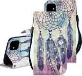 3D Diamond Encrusted Painting Pattern Gekleurde tekening Horizontale Flip PU lederen hoes met houder & kaartsleuven & portemonnee voor iPhone 12 mini (Feather Wind Chime)