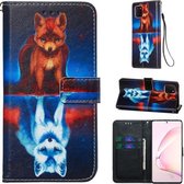 Voor Galaxy A81 Gekleurde tekening patroon Plain Weave horizontale Flip lederen tas met houder & kaartsleuf & portemonnee & LanyardFox)