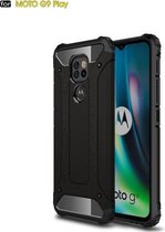 Voor Motorola Moto G9 Play Magic Armor TPU + PC combinatiehoes (zwart)