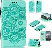 Voor Motorola Moto E6s (2020) Mandala Embossing Pattern Horizontale Flip PU lederen hoes met houder & kaartsleuven & Walle & lanyard (groen)