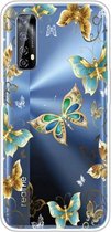 Voor OPPO Realme 7 Gekleurde tekening Clear TPU Cover Beschermhoesjes (Dorking Butterfly)