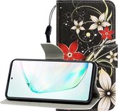 Voor Galaxy A91 Gekleurde tekening Horizontale flip lederen tas met houder & kaartsleuf & portemonnee (saffloer)