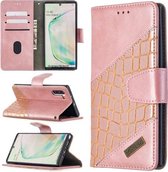 Voor Samsung Galaxy Note 10 Bijpassende Kleur Krokodil Textuur Horizontale Flip PU Lederen Case met Portemonnee & Houder & Kaartsleuven (Rose Goud)