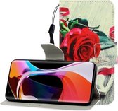 Voor Geschikt voor Xiaomi 10/10 Pro Gekleurde tekening Horizontale flip lederen tas met houder & kaartsleuf & portemonnee (rode roos)