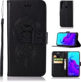 Windgong Uil Embossing Patroon Horizontale Flip Leren Case met Houder & Kaartsleuven & Portemonnee Voor Huawei nova 4 (Zwart)