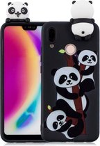 Voor Huawei P20 Lite schokbestendig Cartoon TPU beschermhoes (drie panda's)