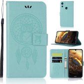 Windgong Uil Embossing Patroon Horizontale Flip Leren Case met Houder & Kaartsleuven & Portemonnee Voor Huawei Honor Play 8A (Groen)