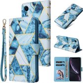 Marble Bronzing Stitching Horizontale Flip PU lederen tas met houder & kaartsleuven & portemonnee & fotolijst voor iPhone XR (blauw)