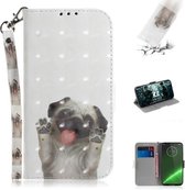 3D Schilderen Patroon Gekleurde Tekening Horizontale Flip Leren Case met Houder & Kaartsleuven & Portemonnee Voor Motorola Moto G7 / Moto G7 Plus (Mopshond)