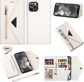 Voor iPhone 11 Pro Max Skin Feel Rits Horizontale Flip Leren Case met Houder & Kaartsleuven & Fotolijst & Lanyard & Lang Touw (Wit)