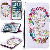 Voor iPhone 8 Plus / 7 Plus Gekleurd tekeningpatroon Horizontaal Flip TPU + PU lederen tas met houder & kaartsleuven & portemonnee & lanyard (Do What You Love)