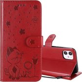 Voor iPhone 11 Cat Bee Embossing Pattern Schokbestendige horizontale flip lederen tas met houder & kaartsleuven & portemonnee (rood)